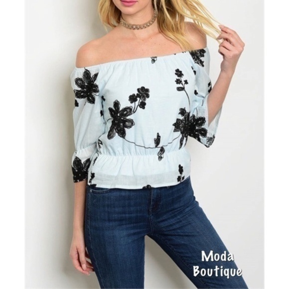 OFF-SHOULDER FLORAL TOP - Picture 3 of 4